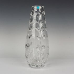 Tiffany & Co. Crystal Teardrop Vase, Floral Vine