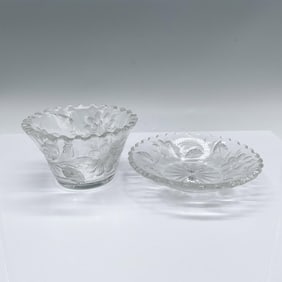 Pair of Vintage Glass Floral Motif Bowls