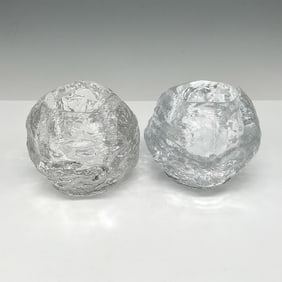 Pair of Textured Glass Candle Holders