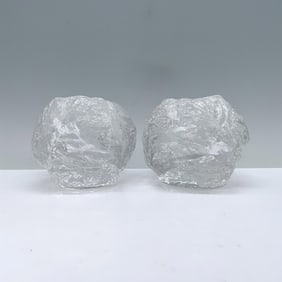 2pc Kosta Boda Style Snowball Candle holders
