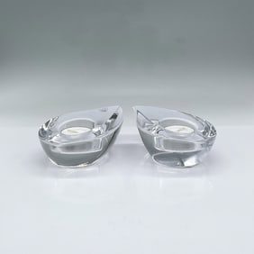 2pc Orrefors Crystal Votive Candle Holders, Drop