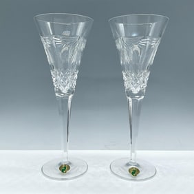 Pair of Waterford Crystal Toasting Flutes, Millennium Peace
