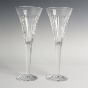 Pair of Waterford Crystal Flutes, Millenium Love Toast