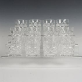 12pc Waterford Style Crystal Rocks Glasses in Maeve Pattern