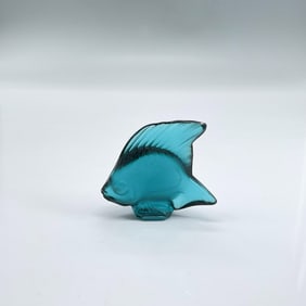 Lalique Satin Crystal Figurine, Fish, Dark Turquoise