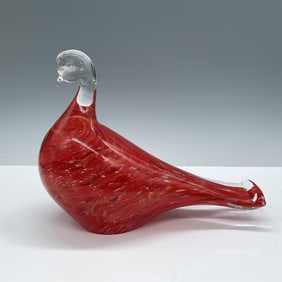 Art Glass Bird Figurine, Red Dove