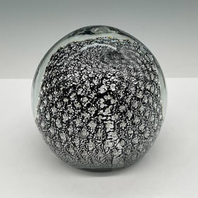 Art Glass Silver Leaf Paperweight