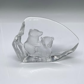 Mats Jonasson Crystal Wildlife Paperweight, Bear Cubs