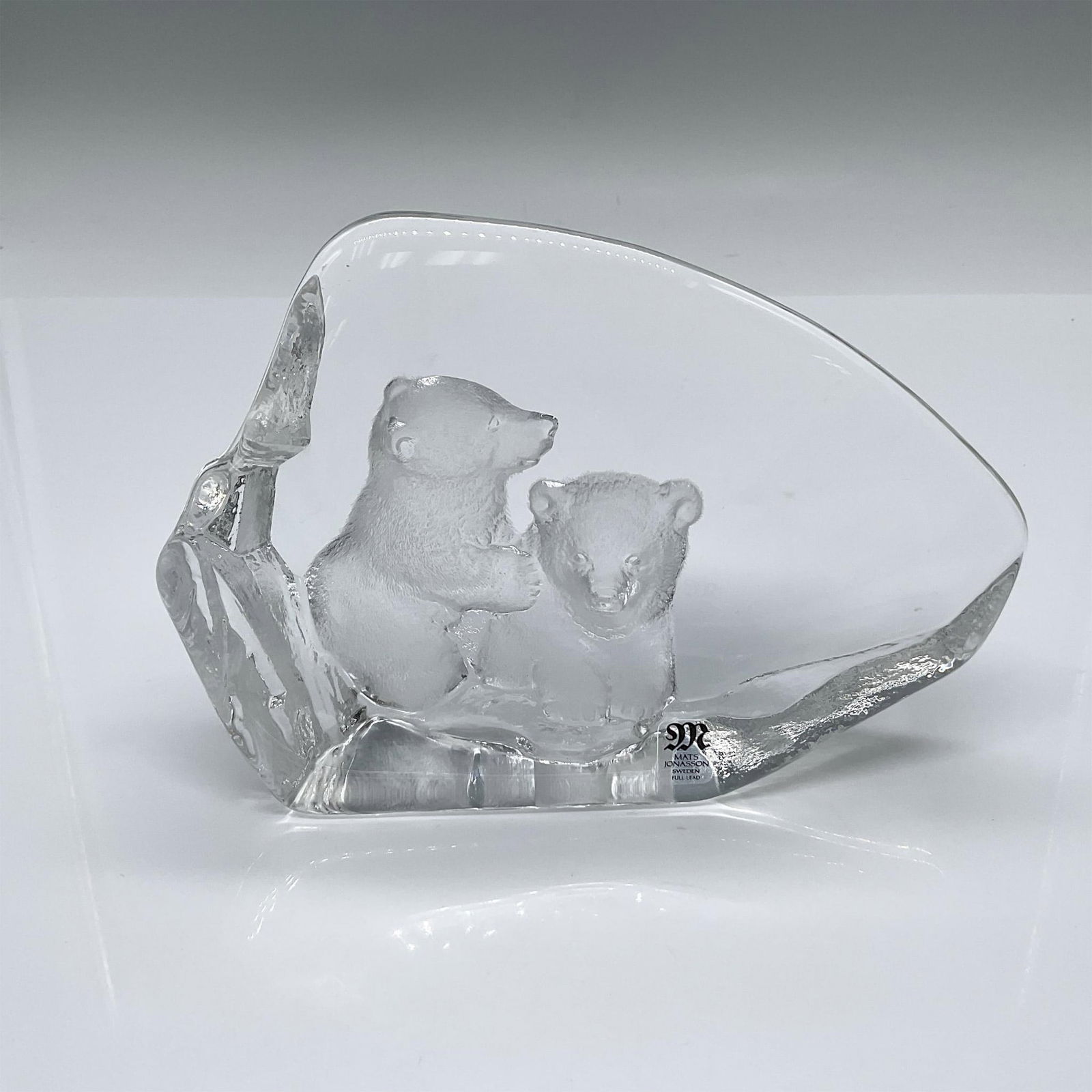 Mats Jonasson Crystal Wildlife Paperweight, Bear Cubs (1 of 3)