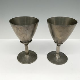 Pair of Vintage Lemil Smythe Pewter Goblets, Signed