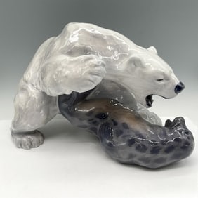 Royal Copenhagen Porcelain Figurine, Polar Bear Attack