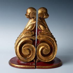 Pair of Vintage Handcrafted Carved Wood Wall Shelves