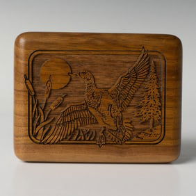 Detailed Carved Wood Duck Box