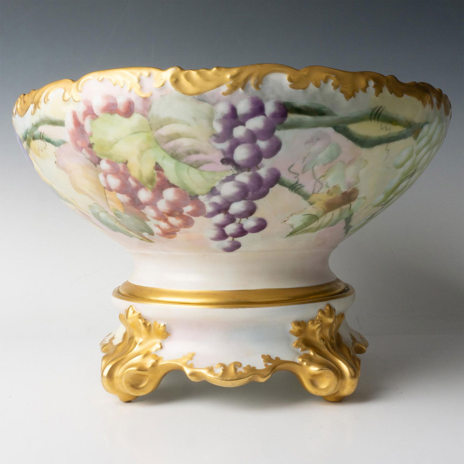 2pc T&V Limoges Porcelain Hand Painted Punch Bowl + Stand (1 of 7)