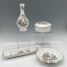 4pc Aynsley Bone China Pembroke Bird Dishes & Vase
