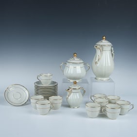 25pc Bernardaud Limoges Porcelain Louis XV Coffee Service