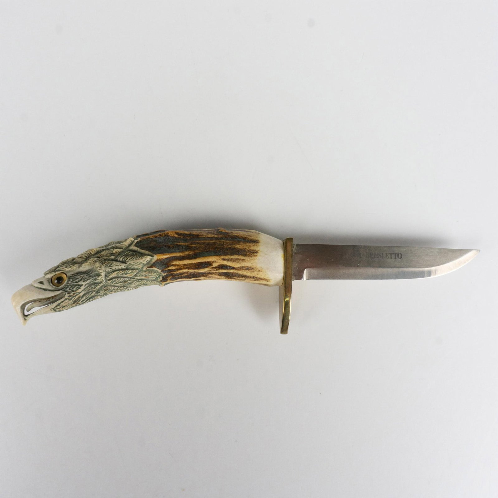 Hand-Crafted Fixed Blade Knife Indian Carved Antler Handle (1 of 3)