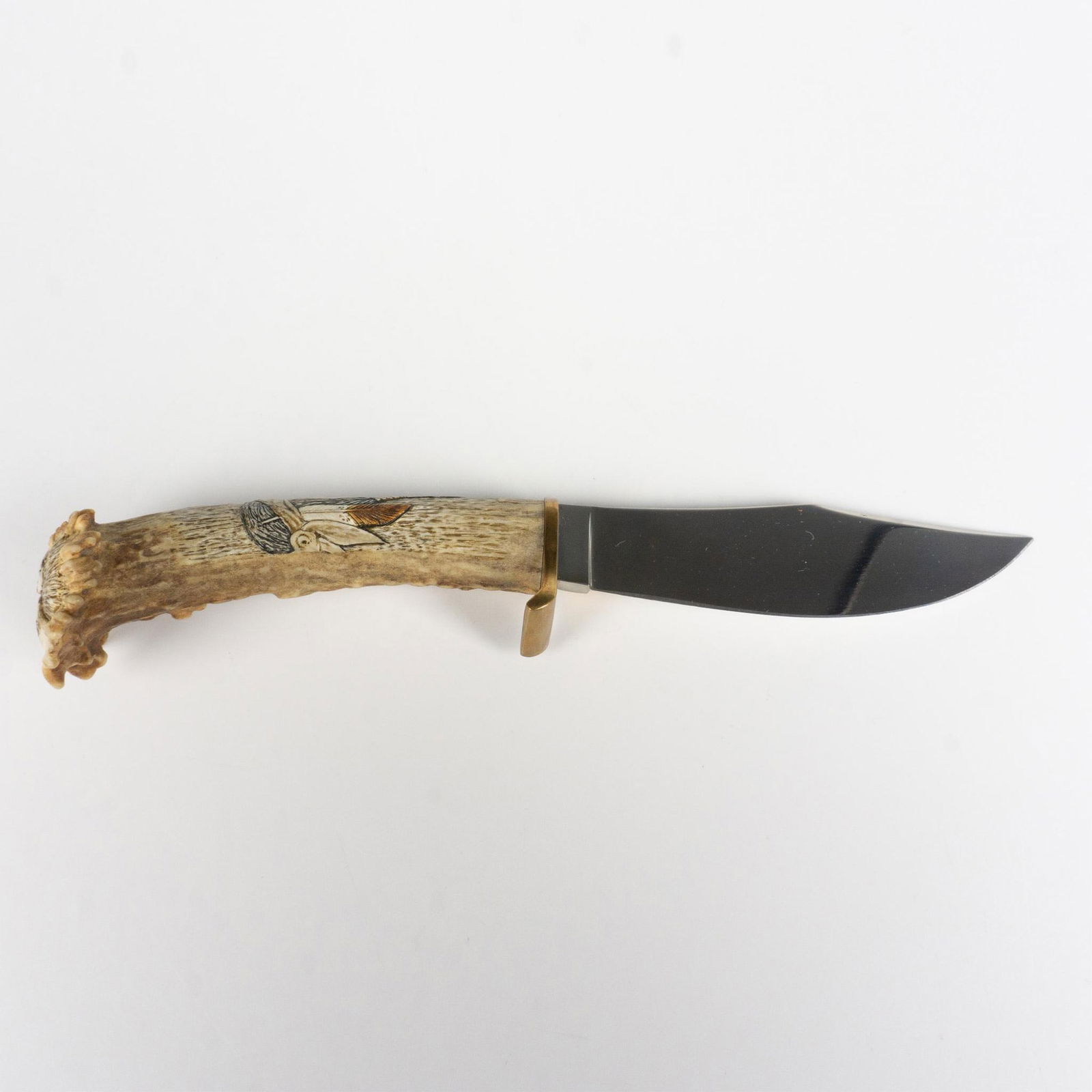 Hand-Crafted Fixed Blade Knife Indian Carved Stag Handle (1 of 6)