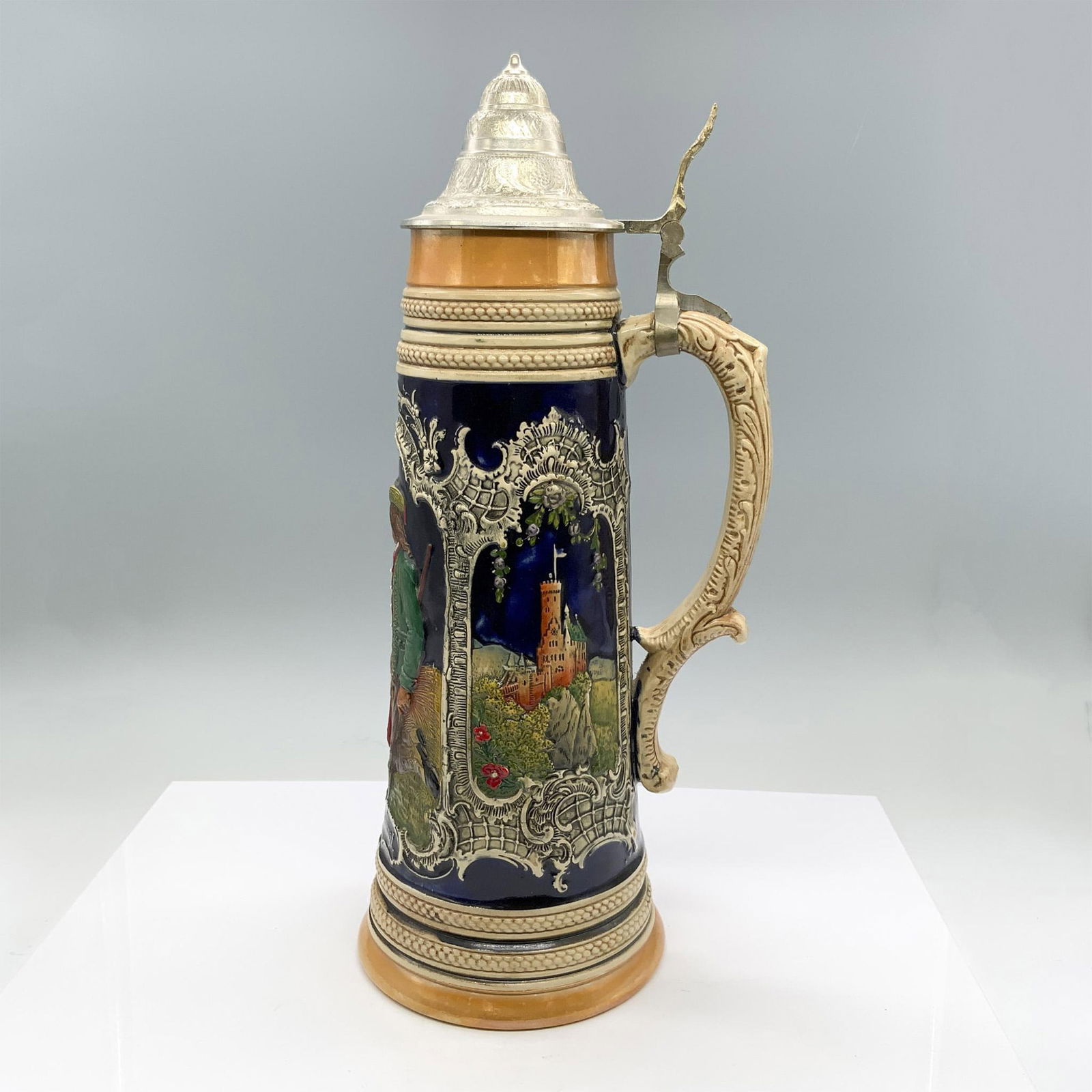 Western Germany Tall Stoneware Stein with Metal Lid (1 of 5)
