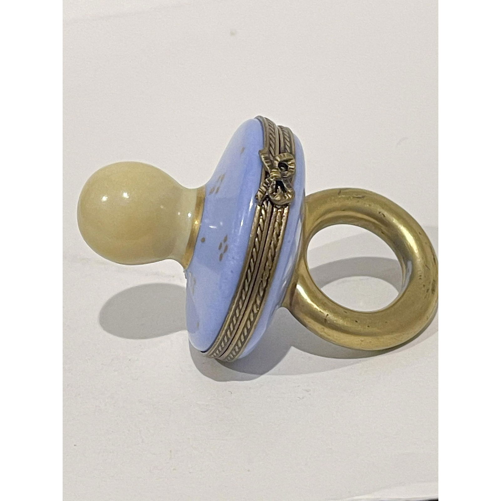 Limoges France Keepsake Box, Blue Baby Pacifier Numbered (1 of 4)