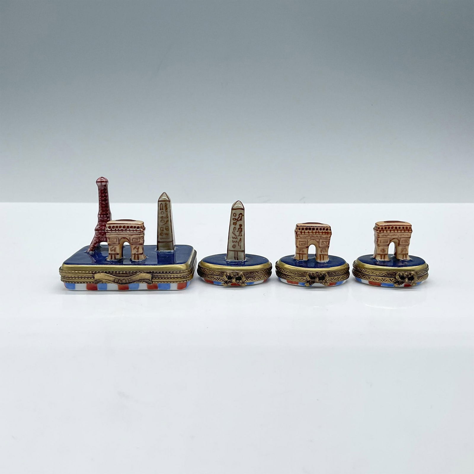 4pc Limoges Porcelain Treasure Boxes, French Monuments (1 of 3)