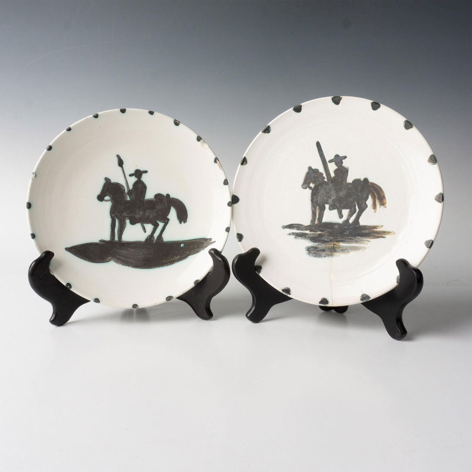 Pablo Picasso (After) 2 Madoura Ceramic Plates, Picador (1 of 3)