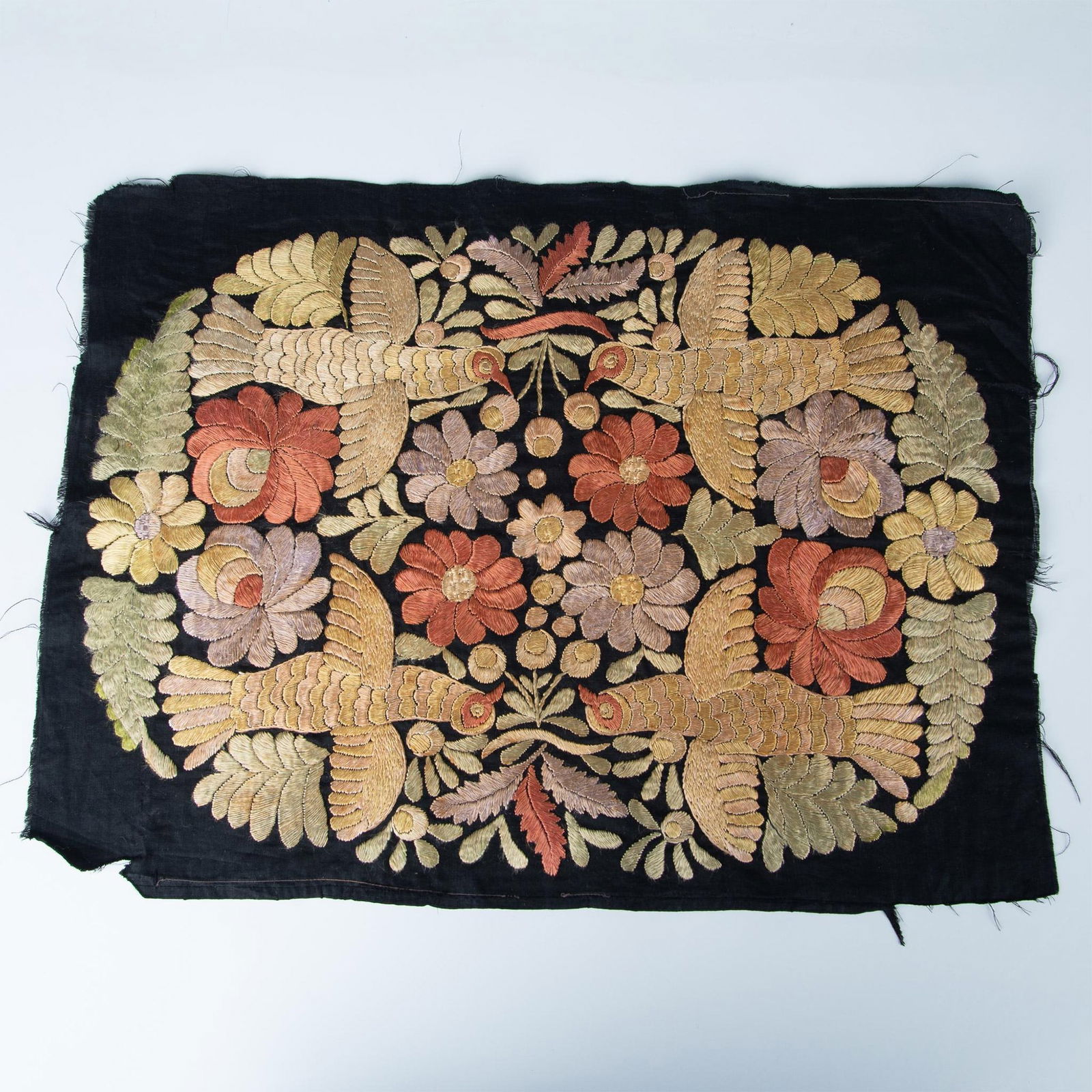 Vintage Handmade Silk Threads Embroidery Birds & Flowers (1 of 4)