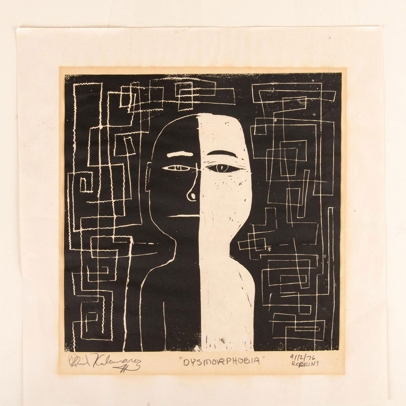 Original Black & White Surrealist Drawing on Paper, Signed (1 of 4)