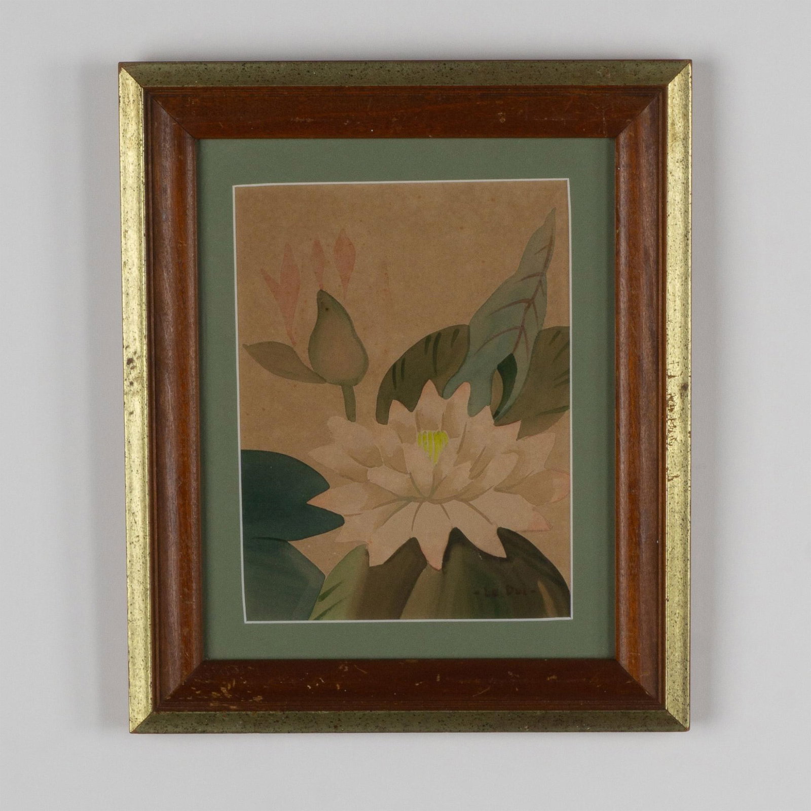 Georges Le Duc, Art Deco Watercolor on Paper, Lotus, Signed (1 of 5)