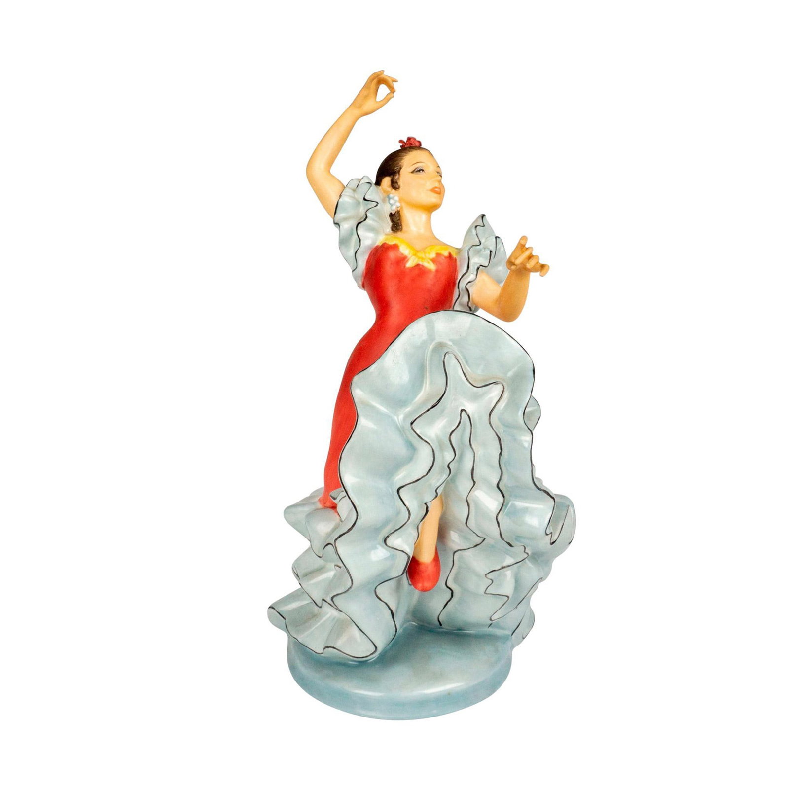 Spanish Flamenco Dancer - HN2831 - Royal Doulton Figurine: Part of the Dancers of the World series. Limited edition bone china in matte finish in red and white coloration. Royal Doulton backstamp. Artist: Peggy Davies Dimensions: 4.25"L x 5.75"W x 9.25"H Edit