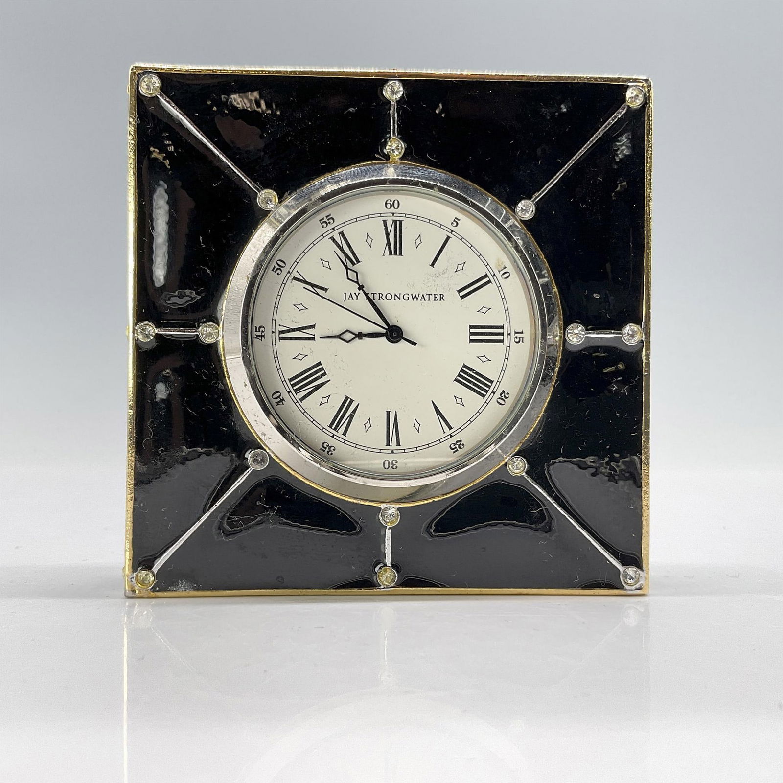 Jay Strongwater Black Enameled Desk Clock (1 of 4)