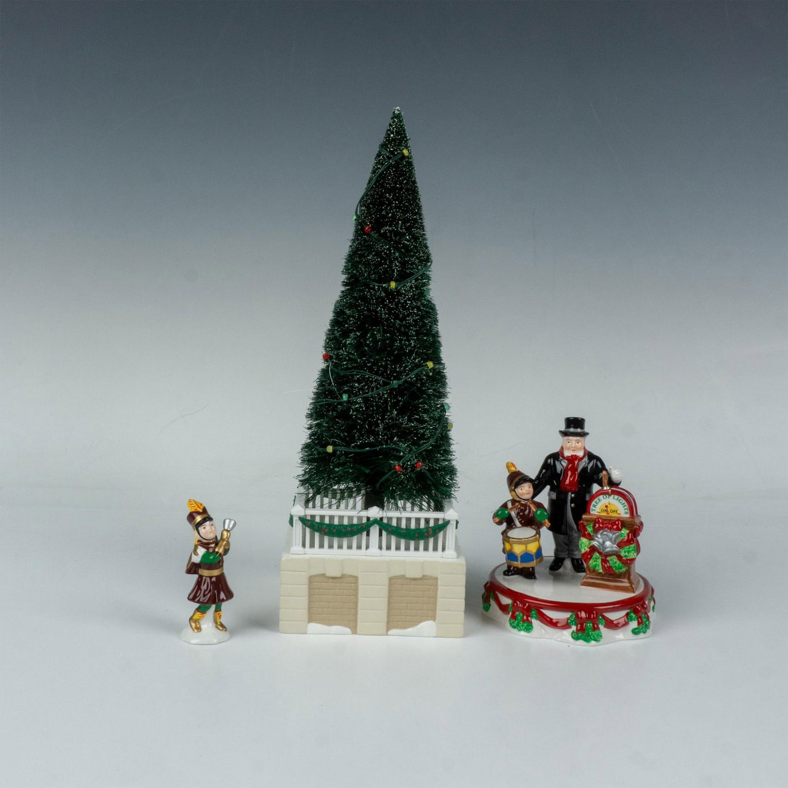3pc Dept 56 Christmas Snow Village Light Up Tree + Figures (1 of 5)