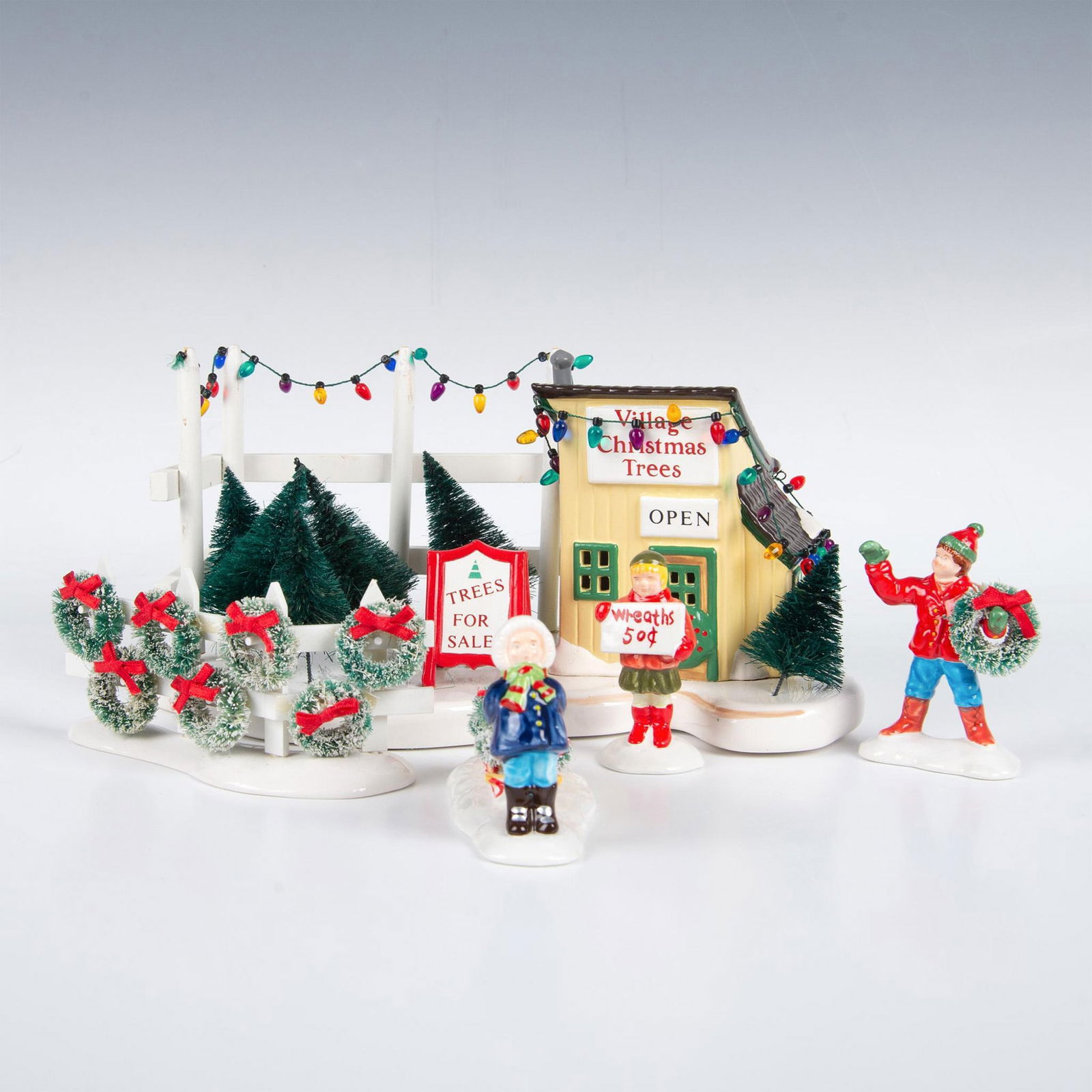 5pc Dept 56 Christmas Figures, Trees and Wreaths For Sale (1 of 5)