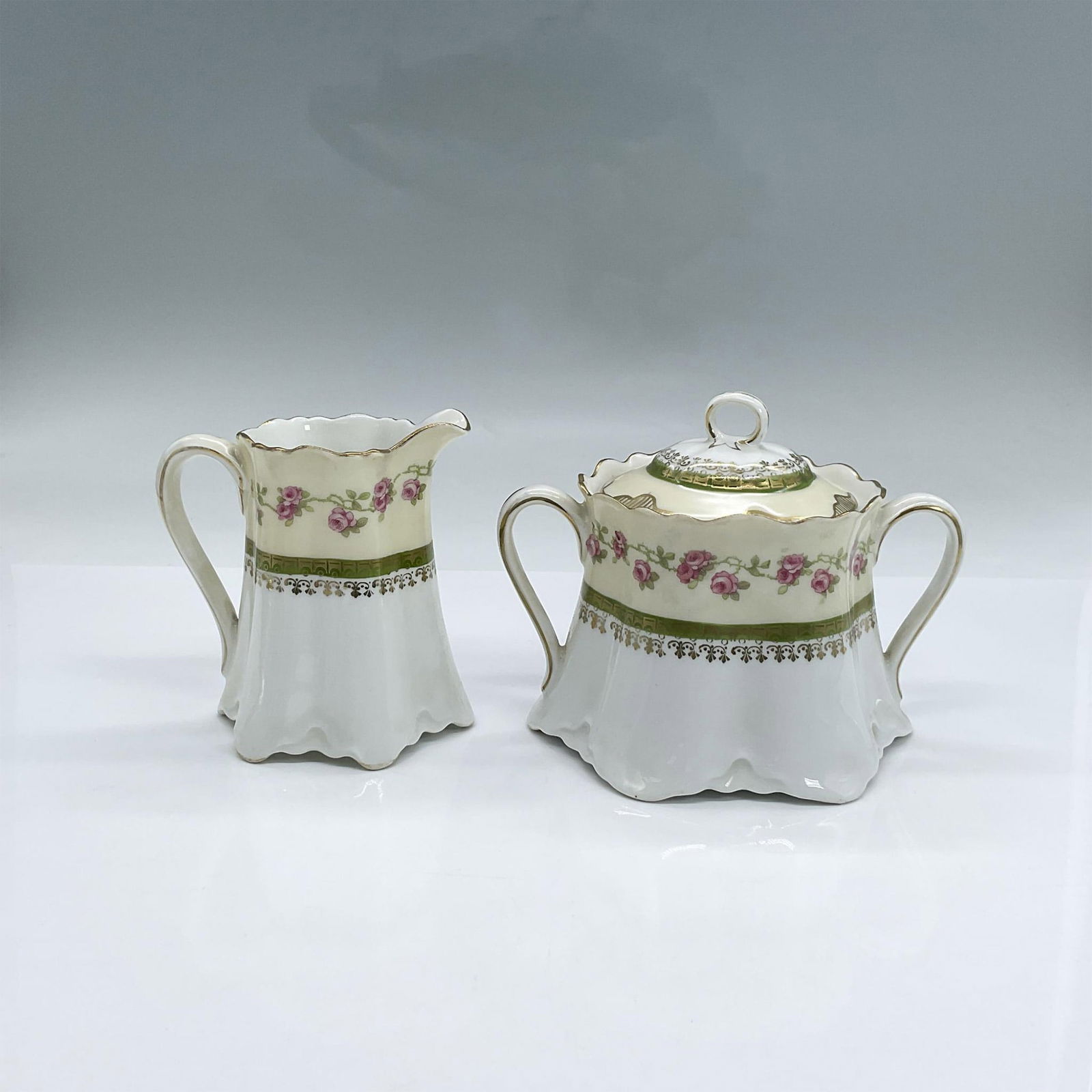 2pc H&Co. Bavaria Porcelain Sugar Bowl and Creamer (1 of 3)