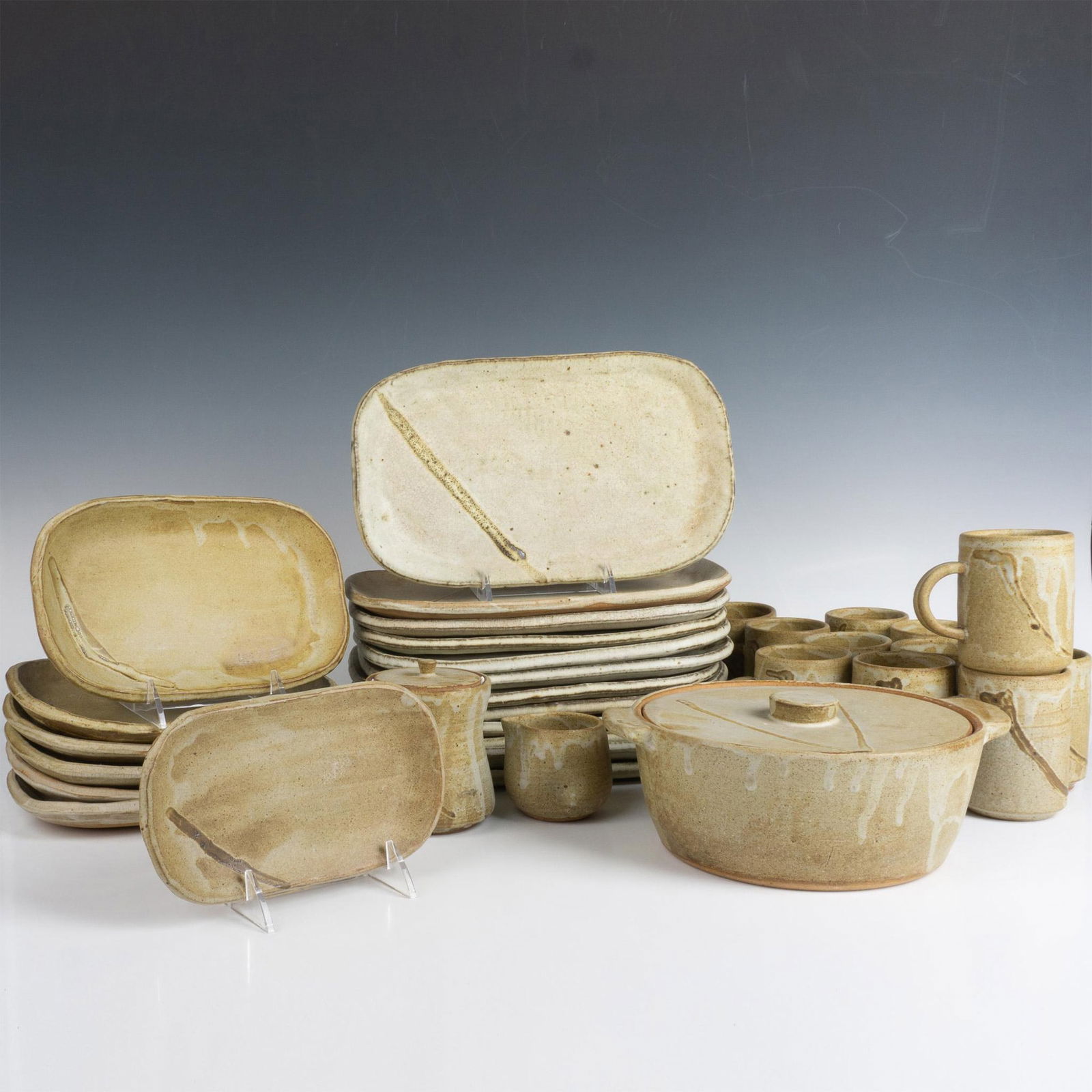 34pc Japanese Woodfired Stoneware Serving Pieces (1 of 10)