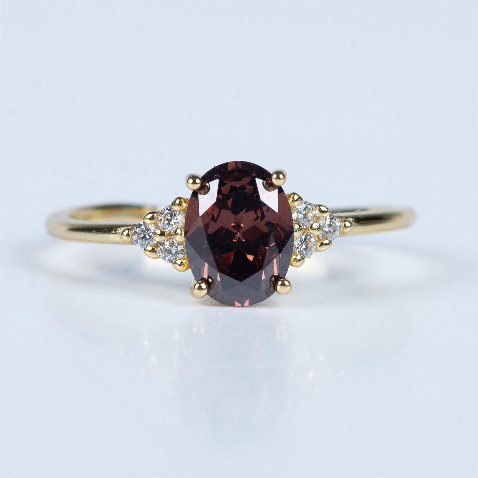 Classy Golden Sterling and Plum Rhodolite Garnet Ring (1 of 3)