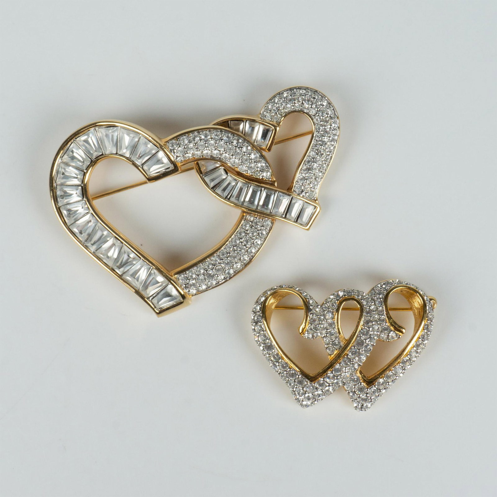 2pc Swarovski Crystal Double Heart Brooch Pins (1 of 4)