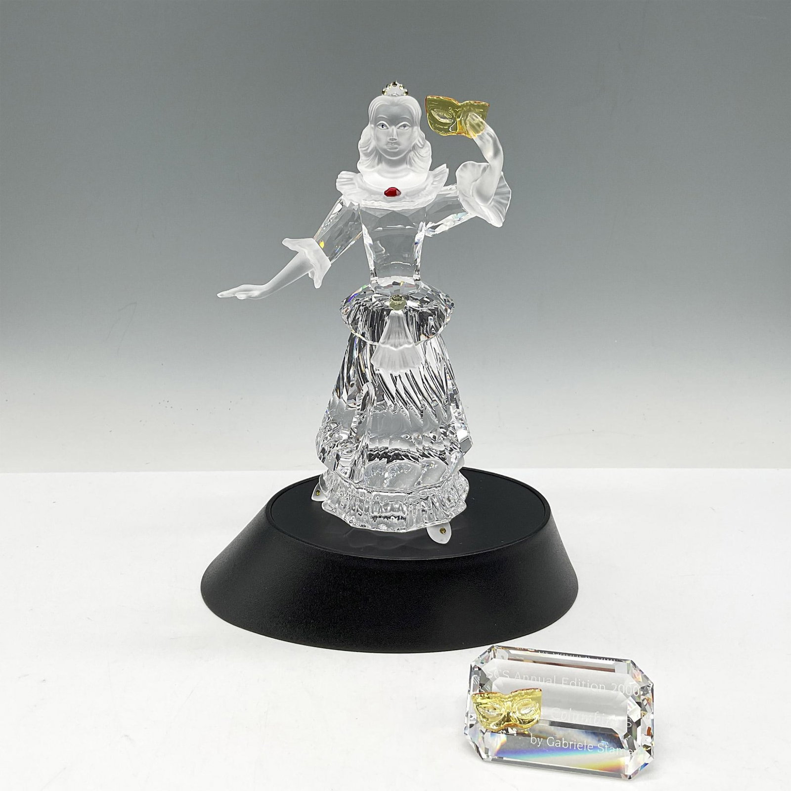 3pc Swarovski Crystal Figurine, Columbine + Base + Plaque (1 of 4)