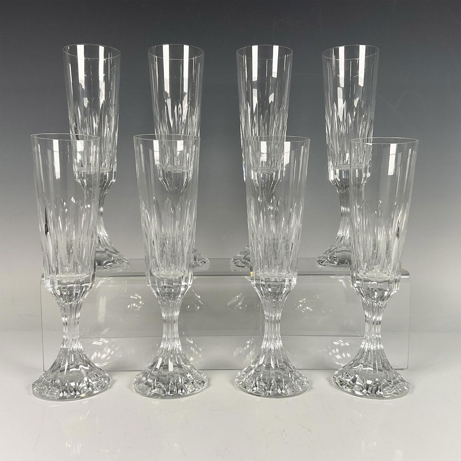 8pc Baccarat Crystal Toasting Flutes, Assas (1 of 5)