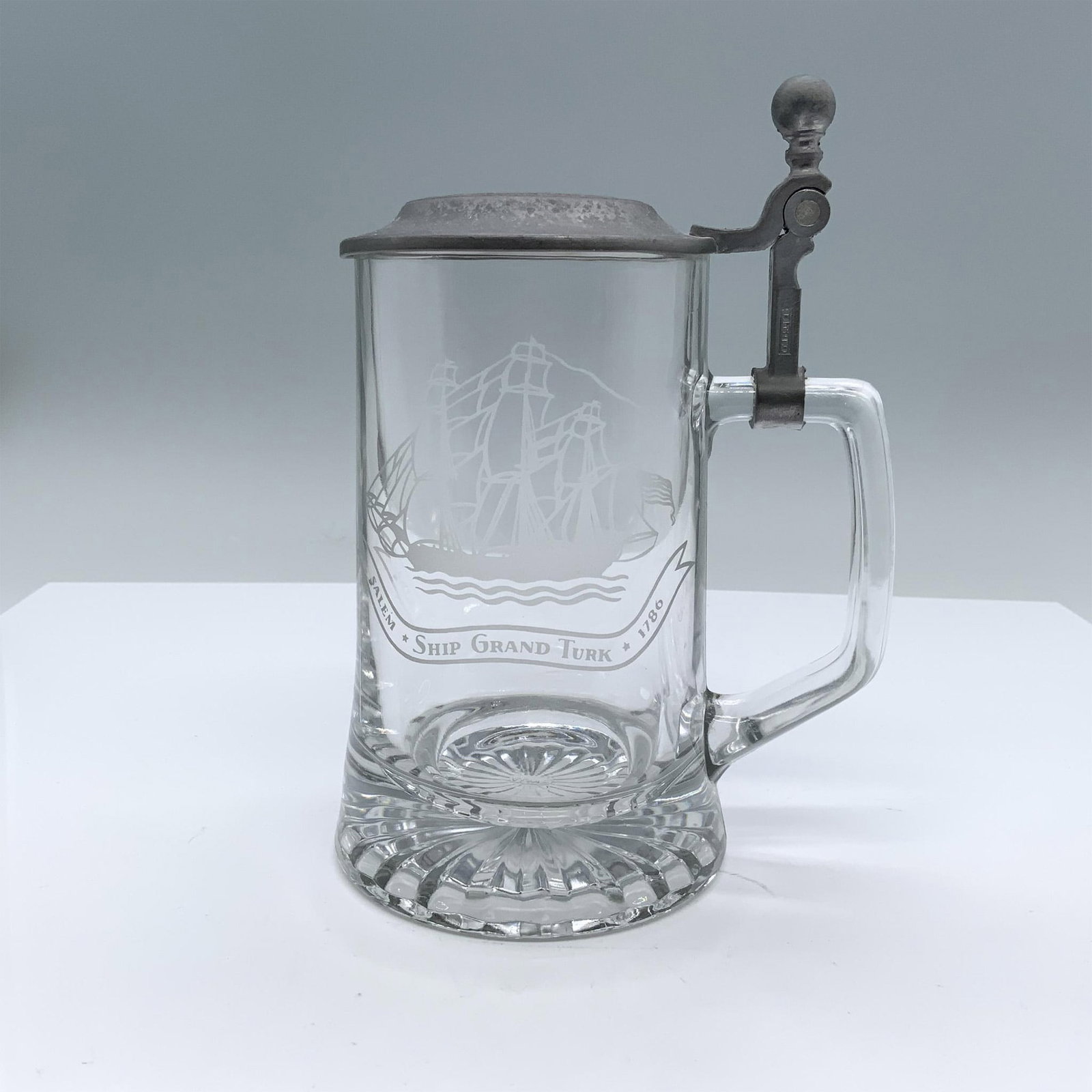 Alwe West Germany Etched Glass Beer Stein, Ship Grand Turk (1 of 6)