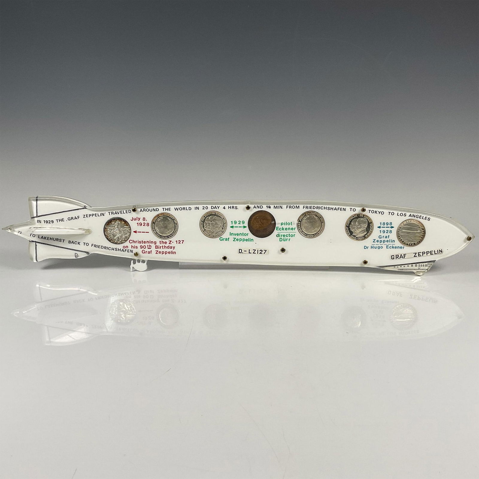 7 Original 1928 German Graf Zeppelin Reichsmarks in Plaque (1 of 2)