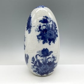 Vintage Flow Blue Crackle Porcelain Egg Decorative