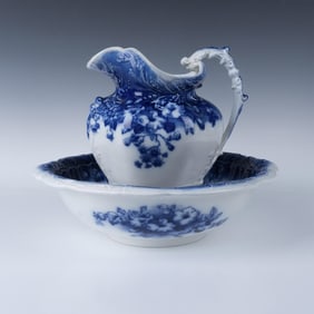 Clayton Johnson Brothers Flow Blue Pitcher & Wash Basin