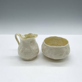 2pc Belleek Irish Porcelain Creamer Jug and Sugar Bowl
