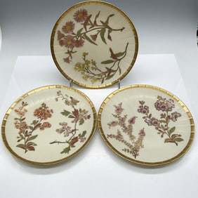3pc Antique Royal Worcester Porcelain Decorative Plates