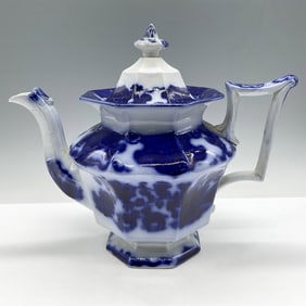 Antique Flow Blue Cashmere Porcelain Teapot with Lid