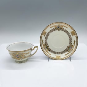 2pc Meito China Gilded Porcelain Tea Cup and Saucer