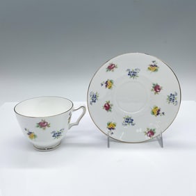2pc Crown Staffordshire Bone China Floral Tea Cup and Saucer