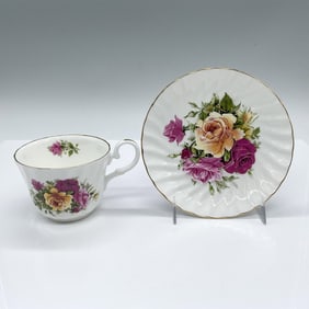 2pc Royale Garden Bone China Rose Tea Cup and Saucer
