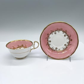 2pc Aynsley Bone China Gilded Pink Tea Cup and Saucer